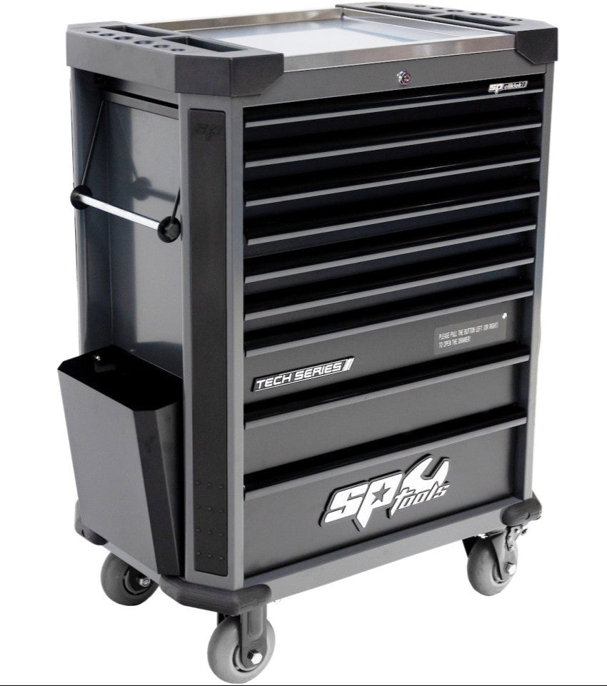 Servante MOTOS 9 tiroirs dont 8 équipés de 339 outils Noire TECH SERIES | SP Tools | SP01106