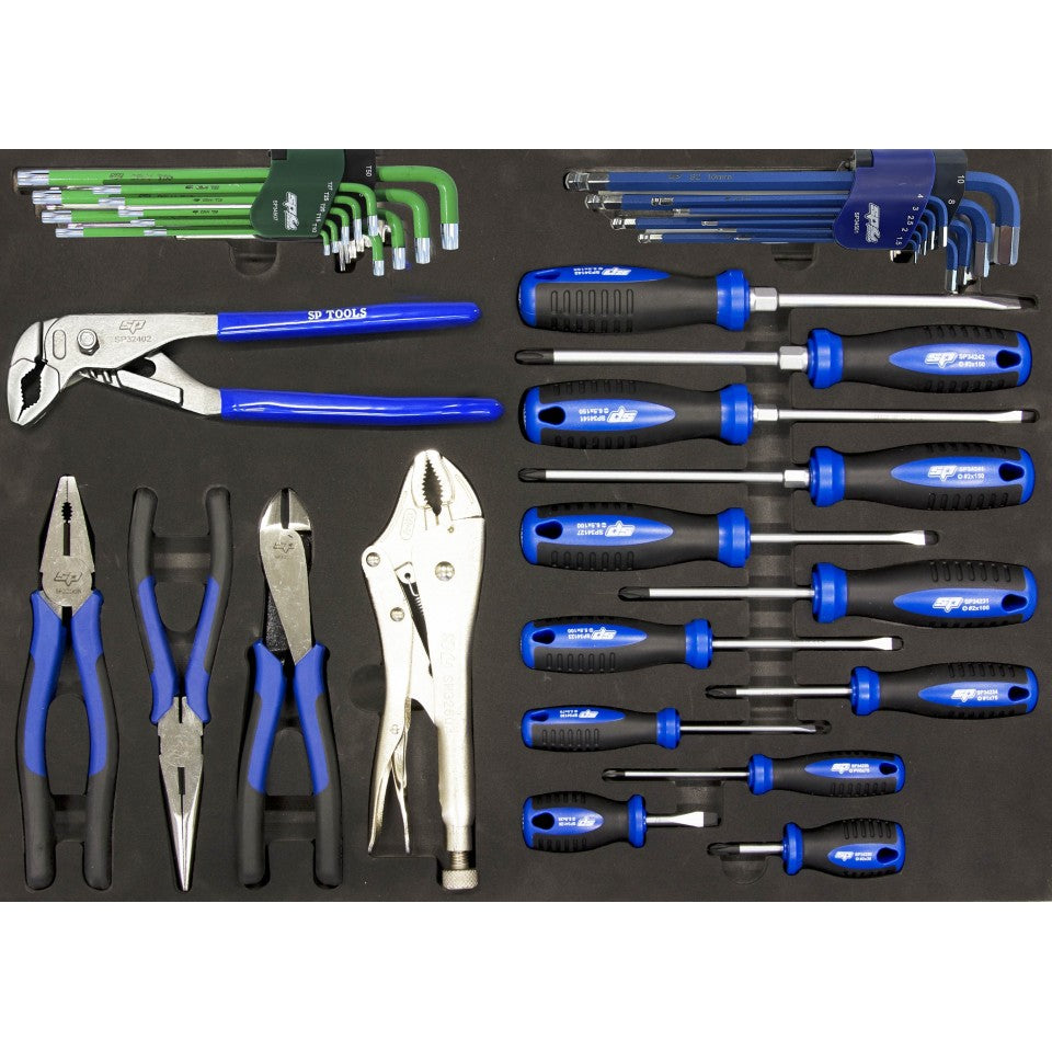 Servante 7 tiroirs dont 6 équipés de 342 outils CUSTOM SERIES | SP Tools