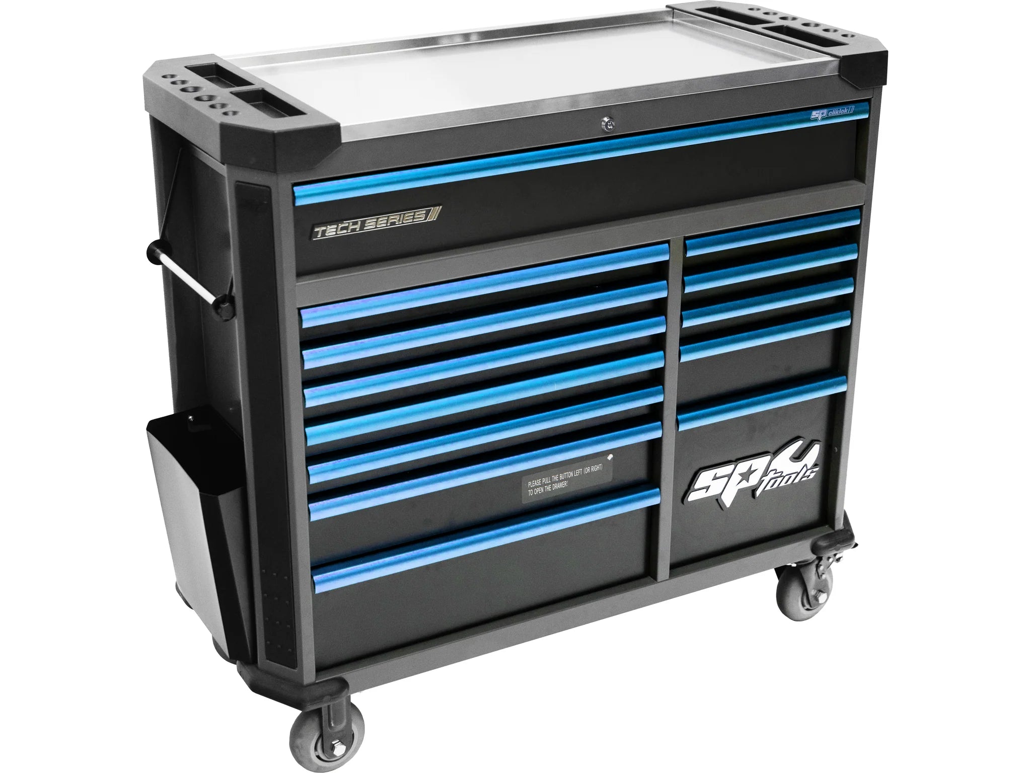 Servante XL 14 tiroirs dont 8 équipés de 425 outils CUSTOM SERIES Noire/Bleue | SP Tools