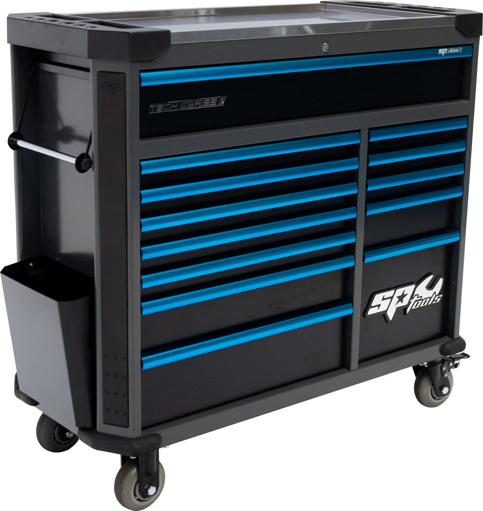 Servante XL 13 tiroirs dont 9 équipés de 439 outils TECH SERIES Noire/Bleue | SP Tools