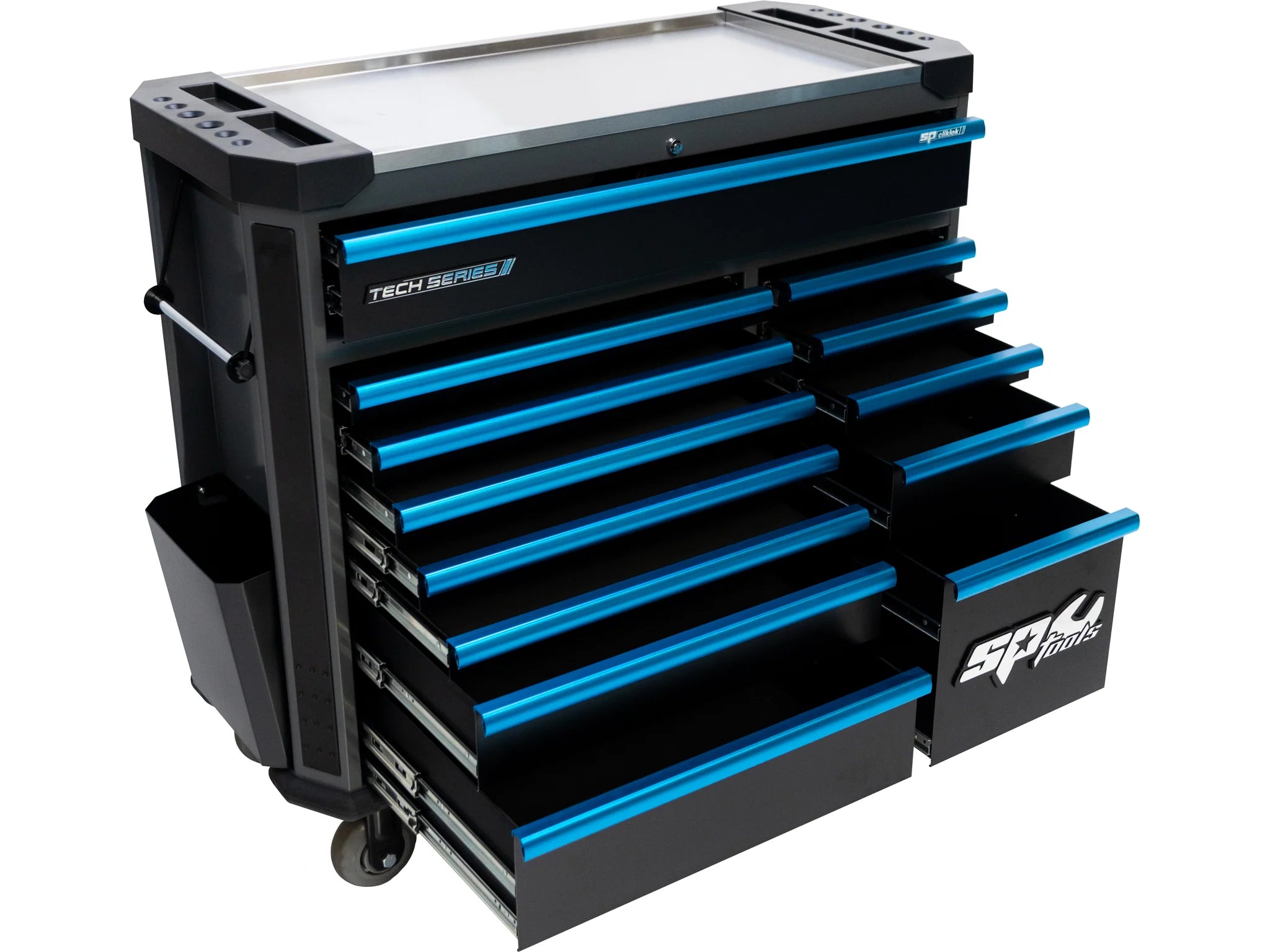 Servante XL 14 tiroirs dont 8 équipés de 425 outils CUSTOM SERIES Noire/Bleue | SP Tools