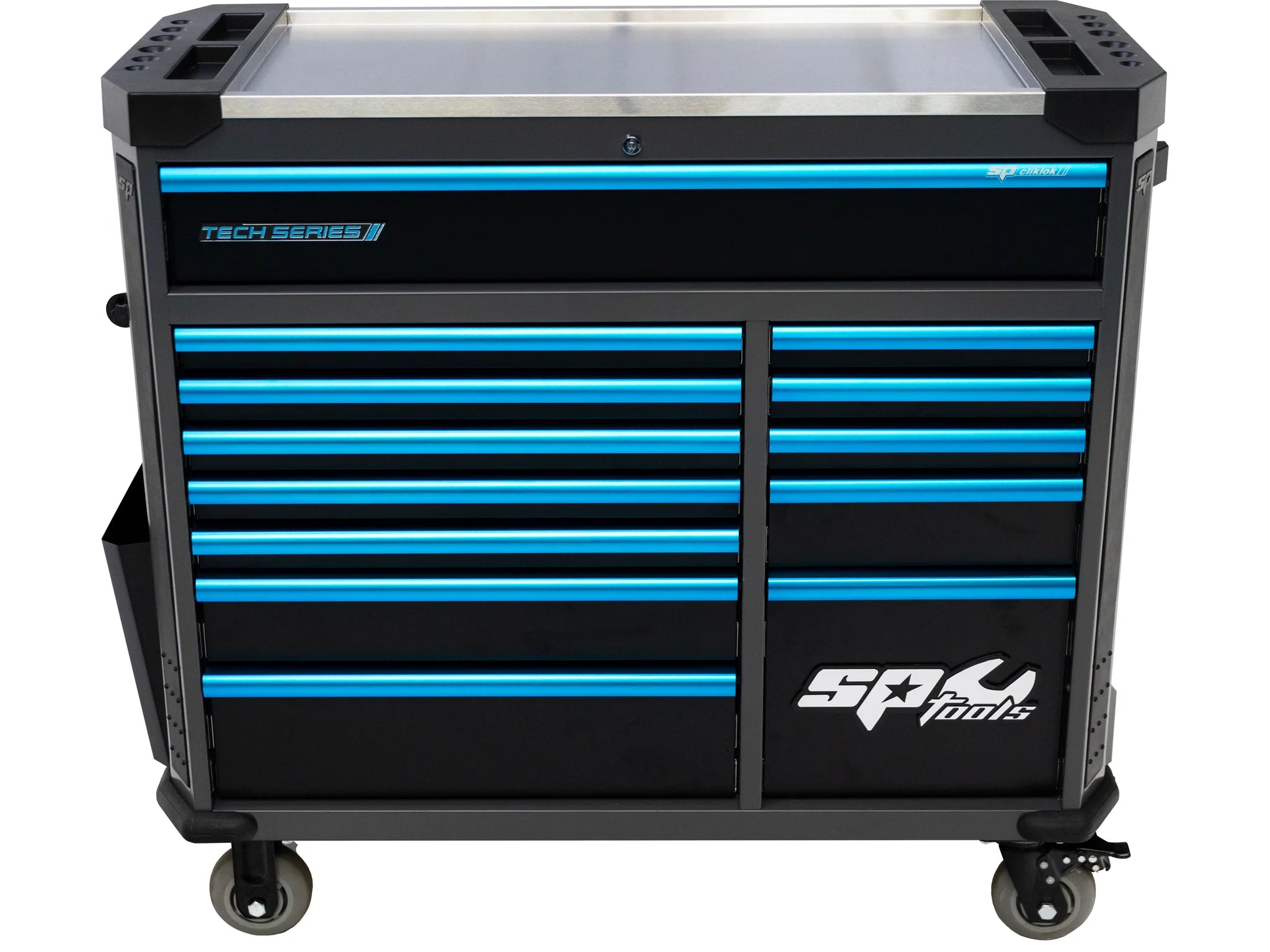 Servante XL 14 tiroirs dont 8 équipés de 425 outils CUSTOM SERIES Noire/Bleue | SP Tools