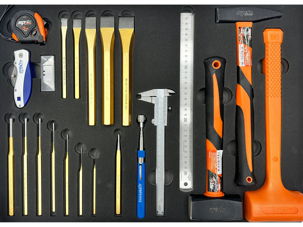 Servante MOTOS XL 14 tiroirs dont 9 équipés de 363 outils CUSTOM SERIES Rouge | SP Tools