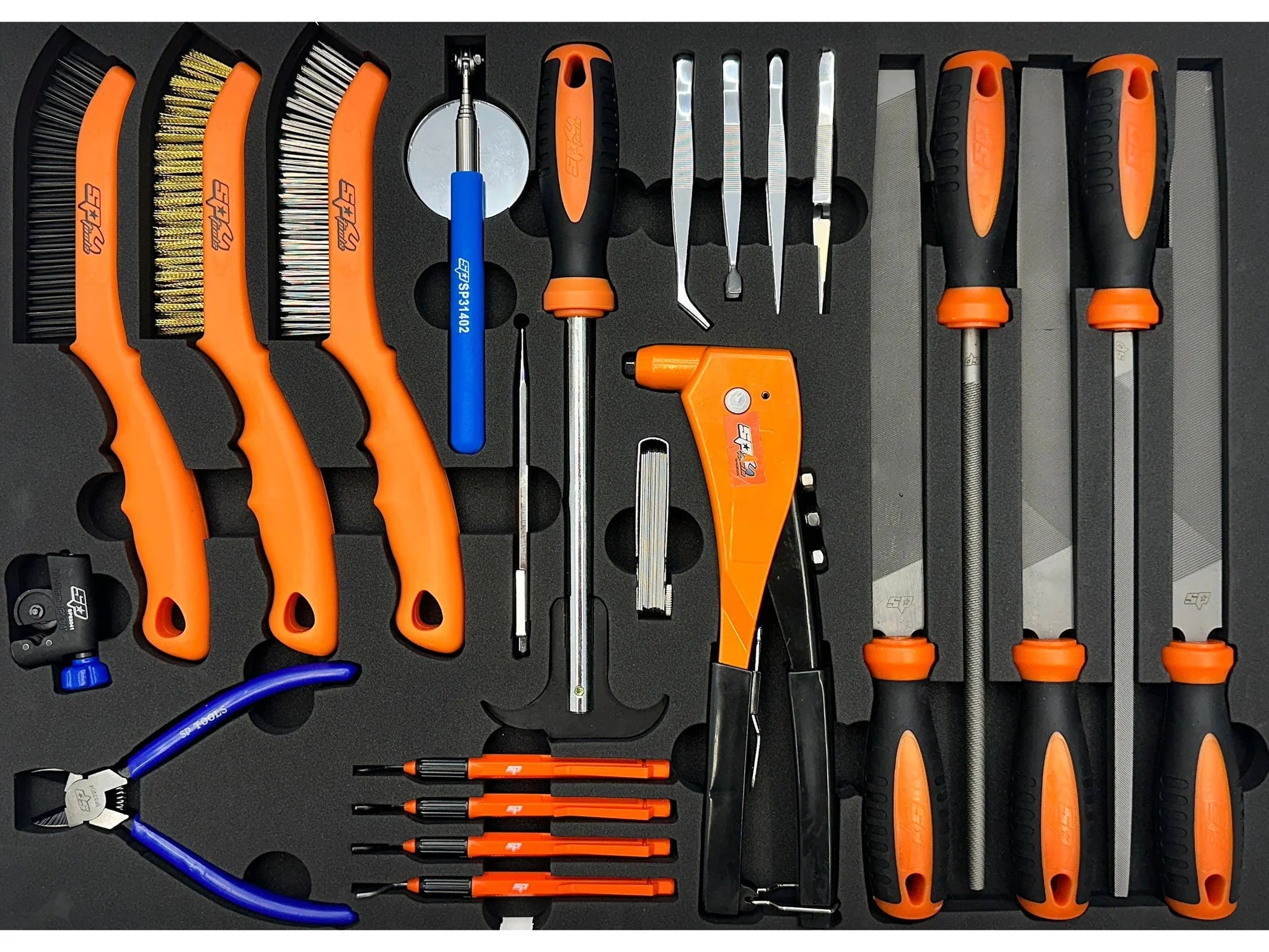 Servante XL 14 tiroirs dont 8 équipés de 425 outils CUSTOM SERIES Noire | SP Tools