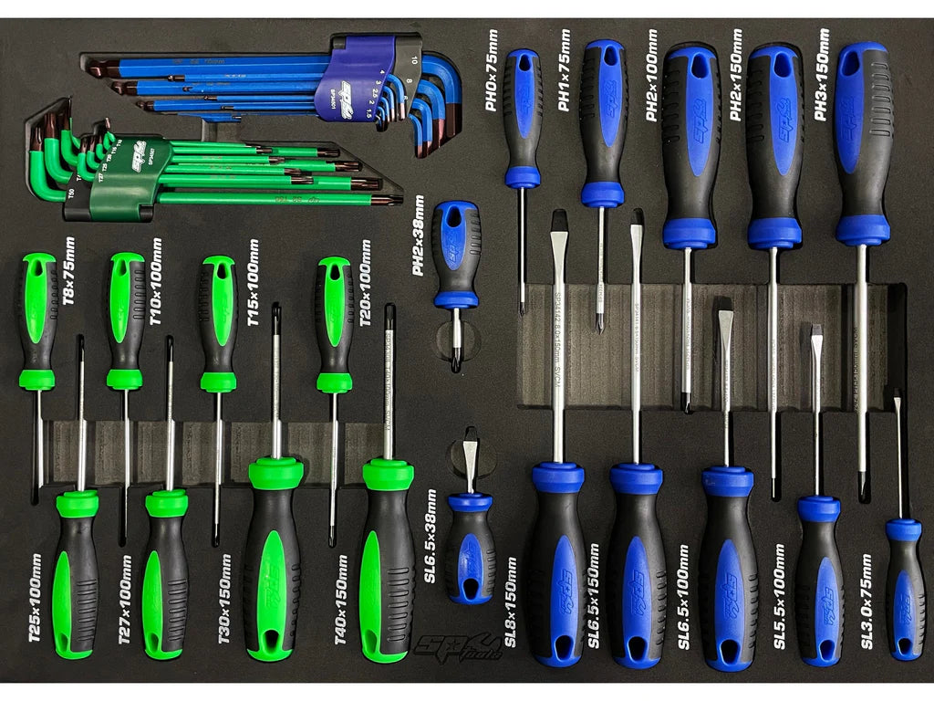 Servante XL 13 tiroirs dont 9 équipés de 439 outils TECH SERIES Noire/Rouge | SP Tools