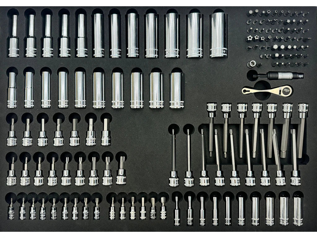 Servante MOTOS 9 tiroirs dont 8 équipés de 339 outils CUSTOM SERIES Noire | SP Tools