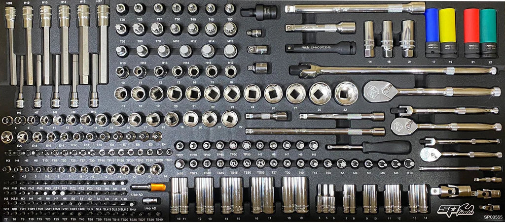 Servante XL 13 tiroirs dont 9 équipés de 439 outils TECH SERIES Noire/Bleue | SP Tools