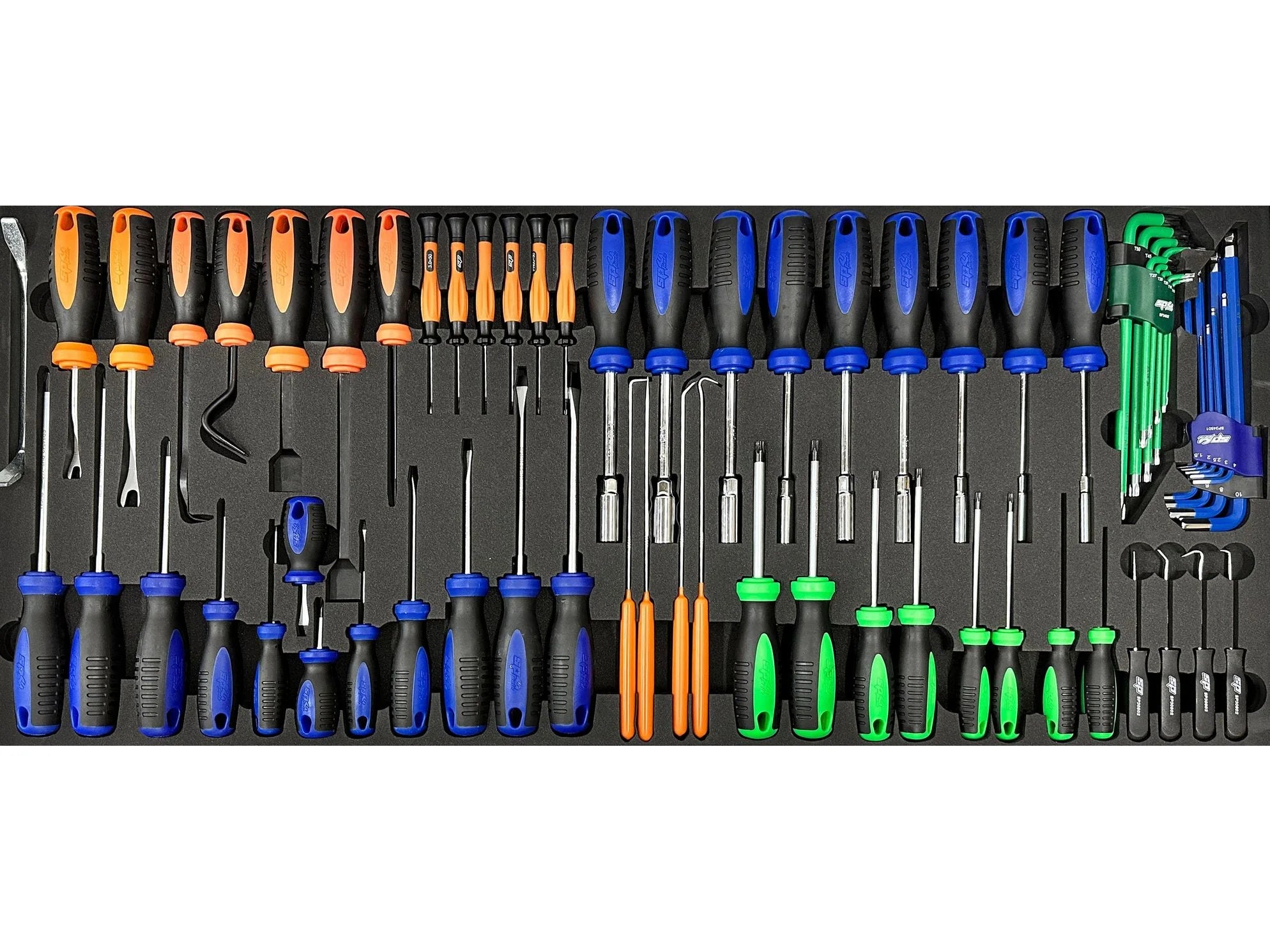 Servante XL 14 tiroirs dont 8 équipés de 425 outils CUSTOM SERIES Noire | SP Tools