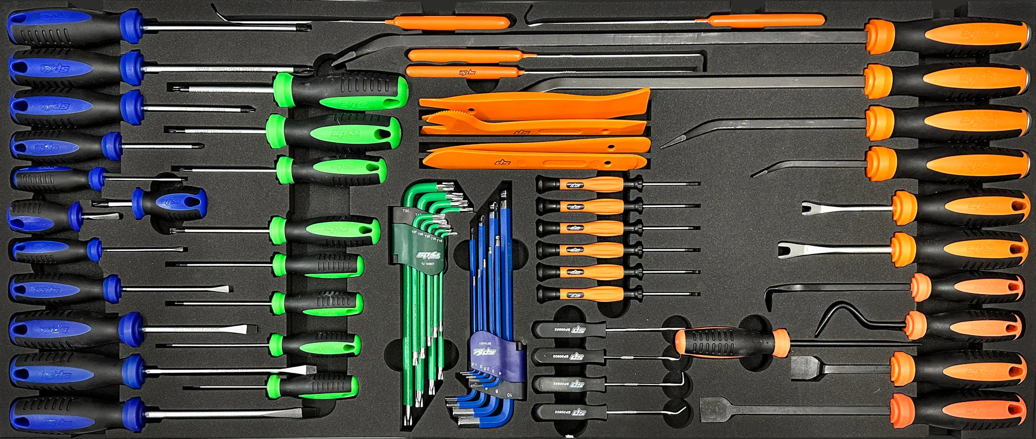 Module tournevis, grattoirs, leviers d'effort, clés mâles, clés Torx - 69 pièces (L) | SP Tools