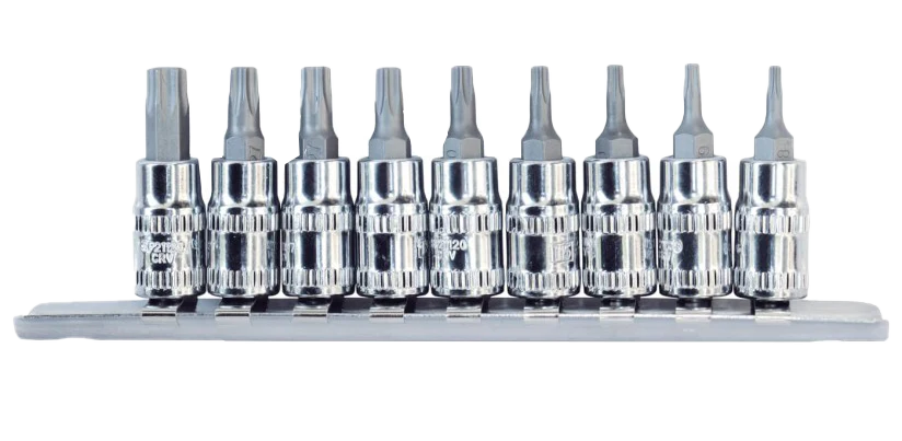 Empreintes courtes sur rack 1/4'' courtes Torx T8 à T40 - 9 pièces | SP Tools