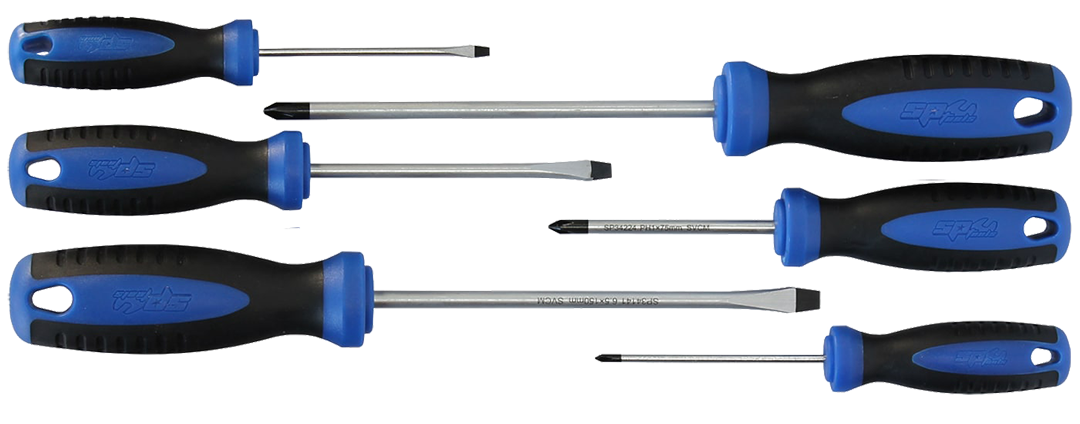 Assortiment de tournevis Phillips et Plats - 6 pièces | SP Tools | SP34006