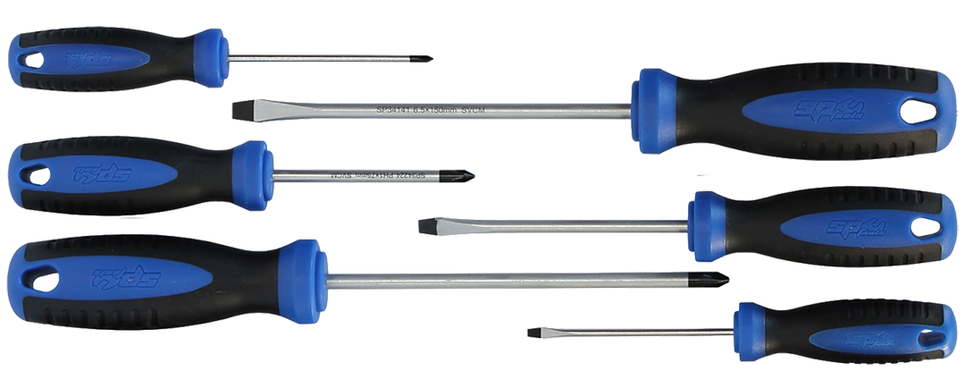 Assortiment de tournevis Phillips et Plats - 6 pièces | SP Tools | SP34006