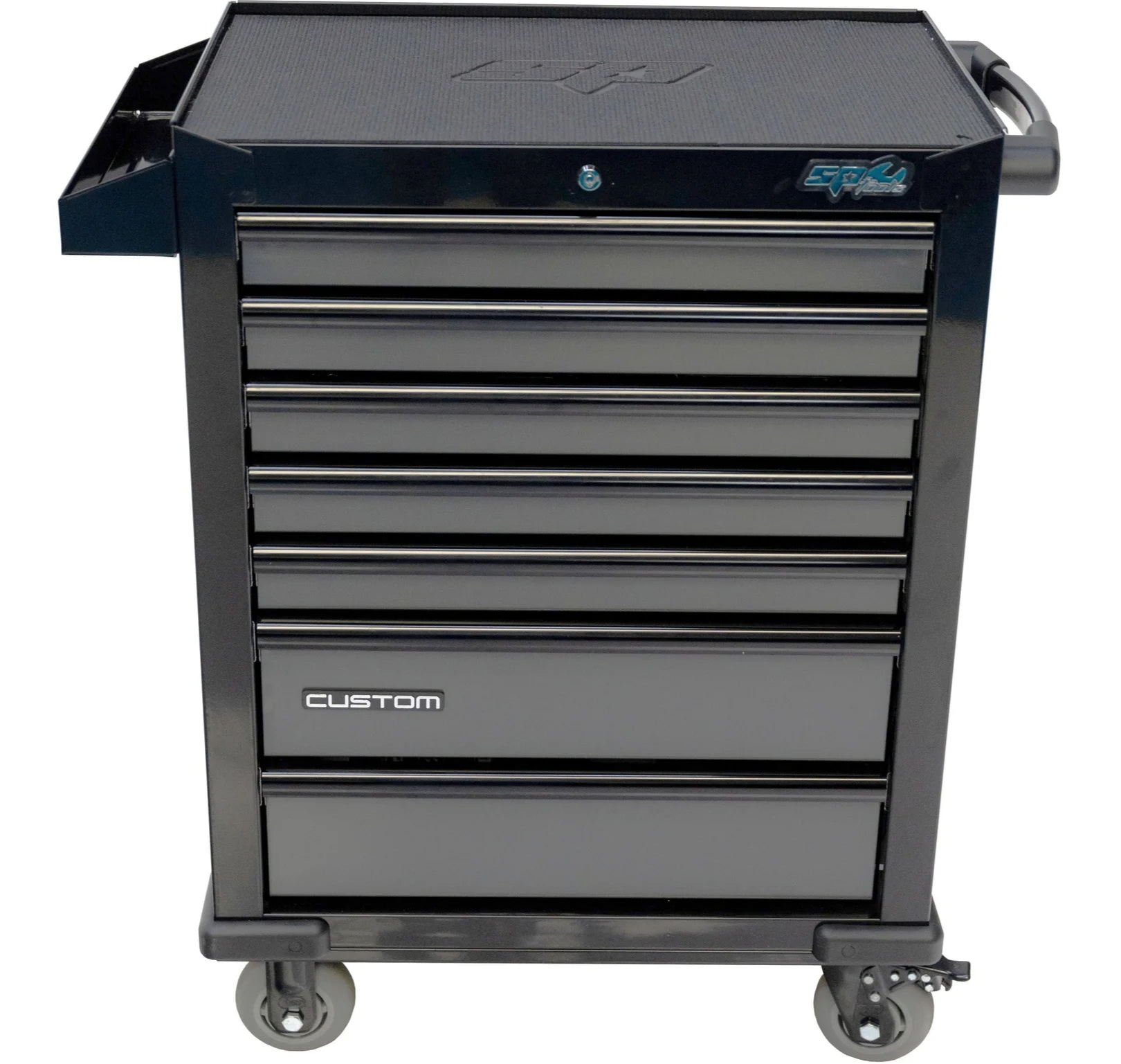 Servante 7 tiroirs dont 4 équipés de 233 outils CUSTOM SERIES Noire/Grise | SP Tools