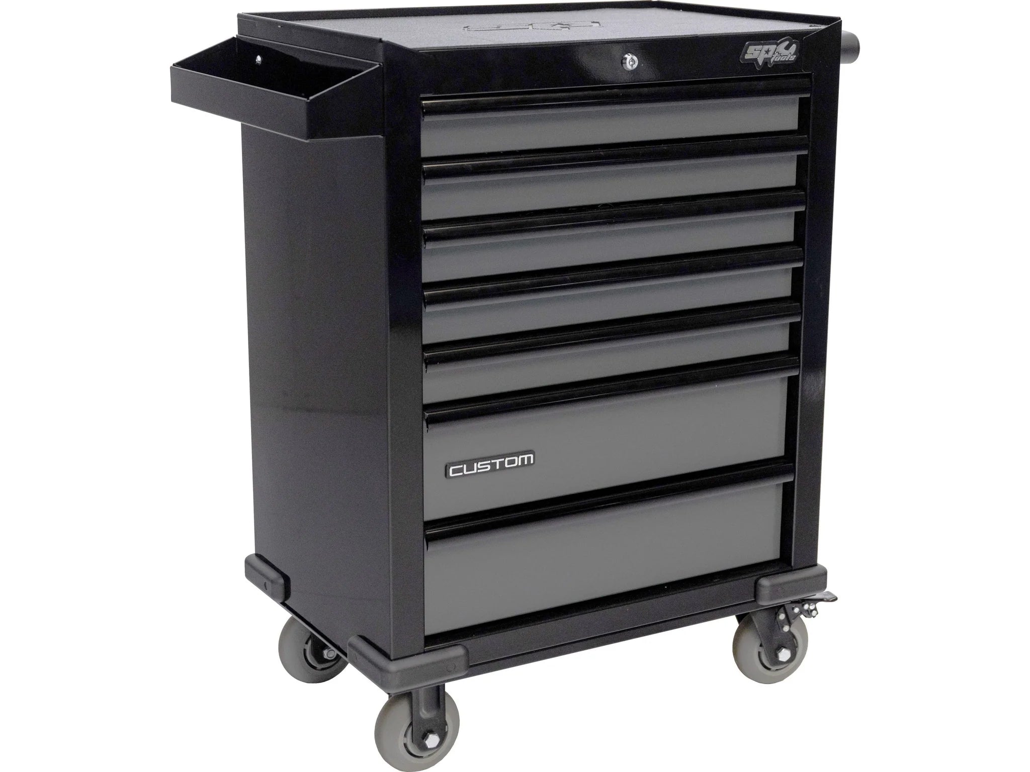 Servante 7 tiroirs dont 4 équipés de 233 outils CUSTOM SERIES Noire/Grise | SP Tools