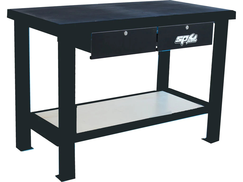 Établi - banc d'atelier en acier 2 tiroirs - NOIR - Gamme Custom Series | SP Tools