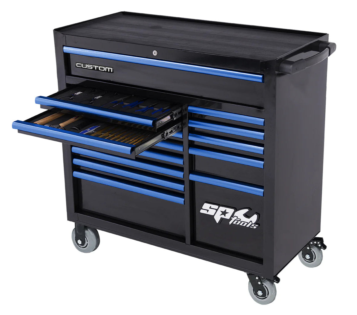 Servante XL 14 tiroirs dont 8 équipés de 409 outils CUSTOM SERIES | SP Tools