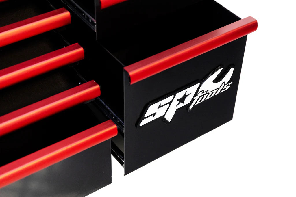Servante MOTOS XL 14 tiroirs dont 9 équipés de 363 outils CUSTOM SERIES Rouge | SP Tools