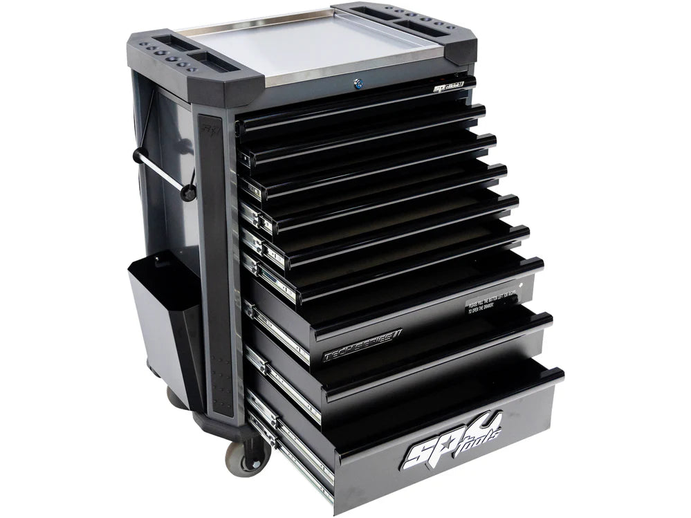 Servante 9 tiroirs dont 7 équipés de 339 outils CUSTOM SERIES Noire | SP Tools