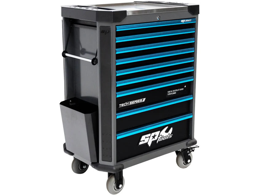 Servante VDE 1000V équipée de 199 outils TECH SERIES Noire/Bleue | SP Tools