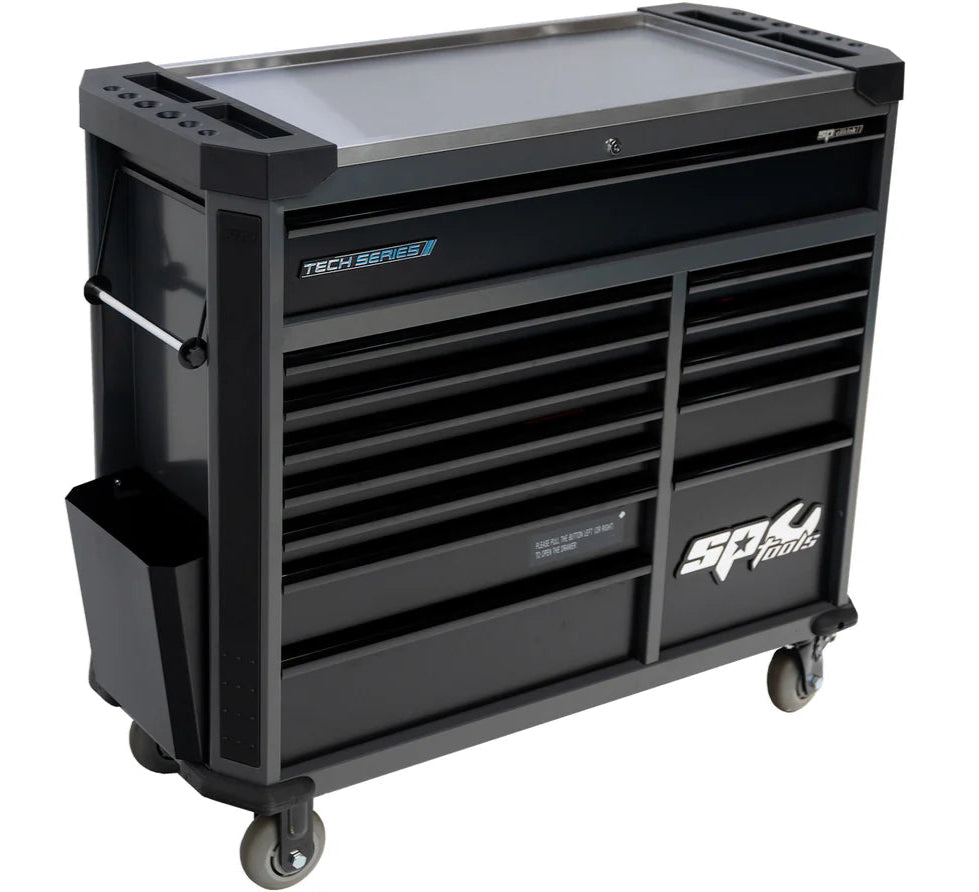 Servante XL 14 tiroirs dont 8 équipés de 425 outils CUSTOM SERIES Noire | SP Tools