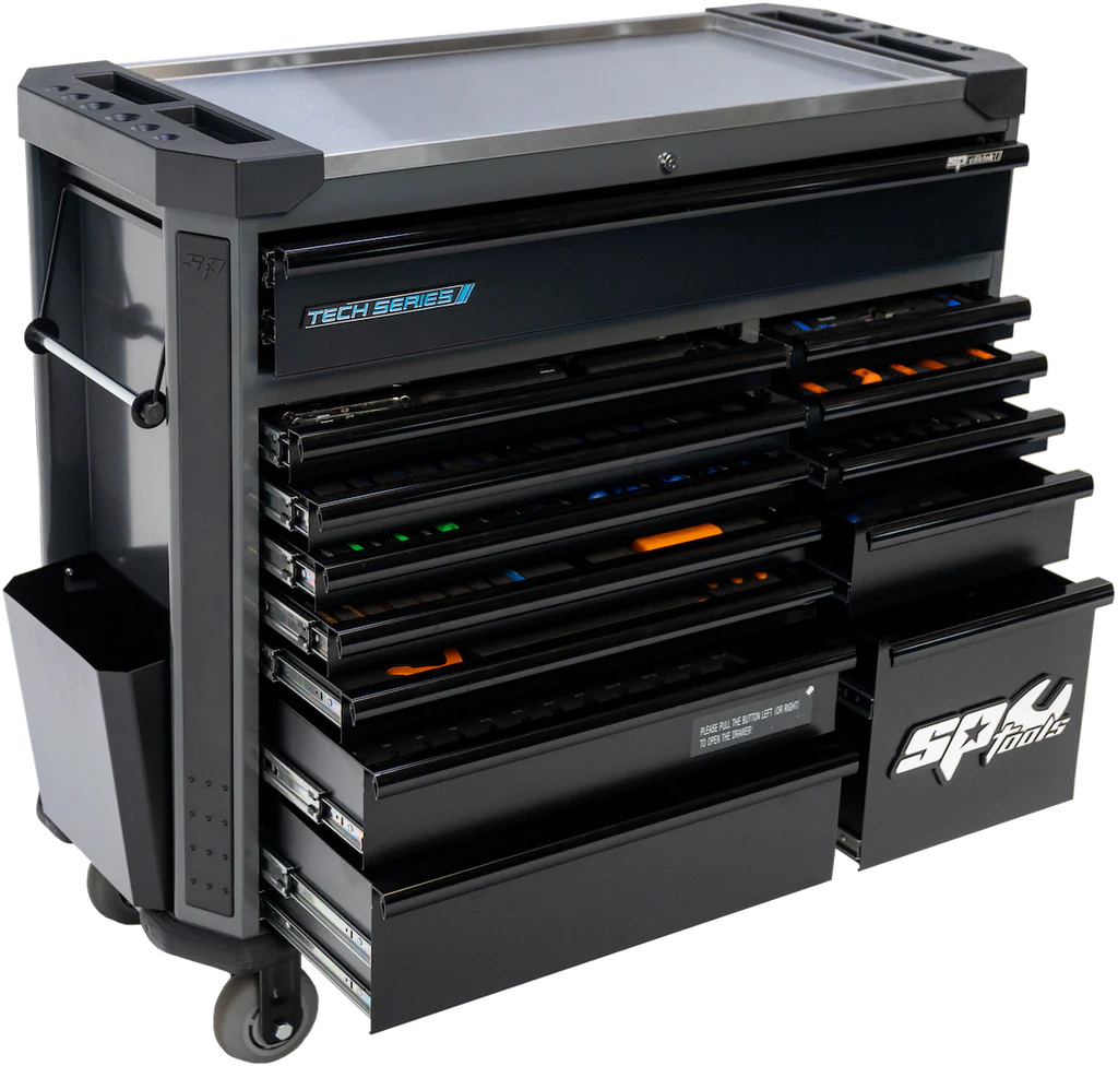 Servante XL 13 tiroirs dont 9 équipés de 439 outils TECH SERIES Noire | SP Tools