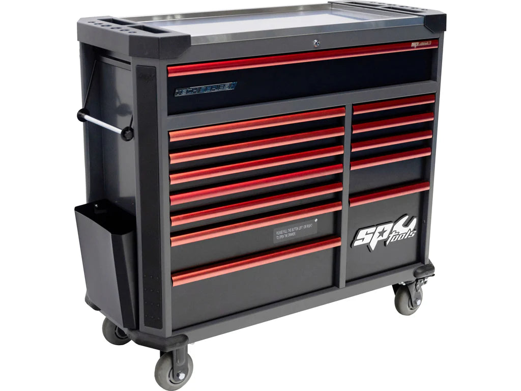 Servante XL 13 tiroirs dont 9 équipés de 439 outils TECH SERIES Noire/Rouge | SP Tools