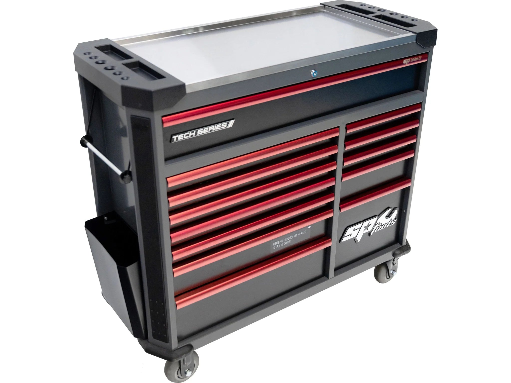 Servante XL 14 tiroirs dont 8 équipés de 425 outils CUSTOM SERIES Noire/Rouge | SP Tools