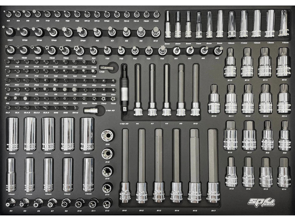 Servante XL 14 tiroirs dont 10 équipés de 464 outils CUSTOM SERIES Noire/Bleue | SP Tools