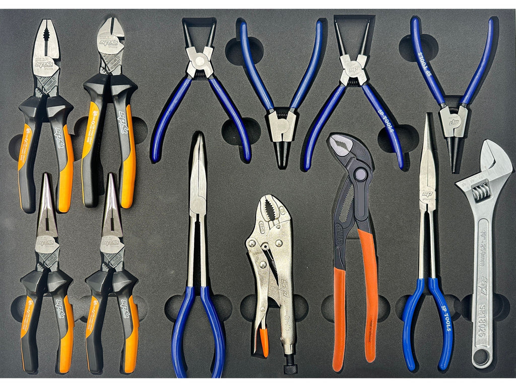 Servante XL 14 tiroirs dont 10 équipés de 464 outils CUSTOM SERIES Noire/Bleue | SP Tools