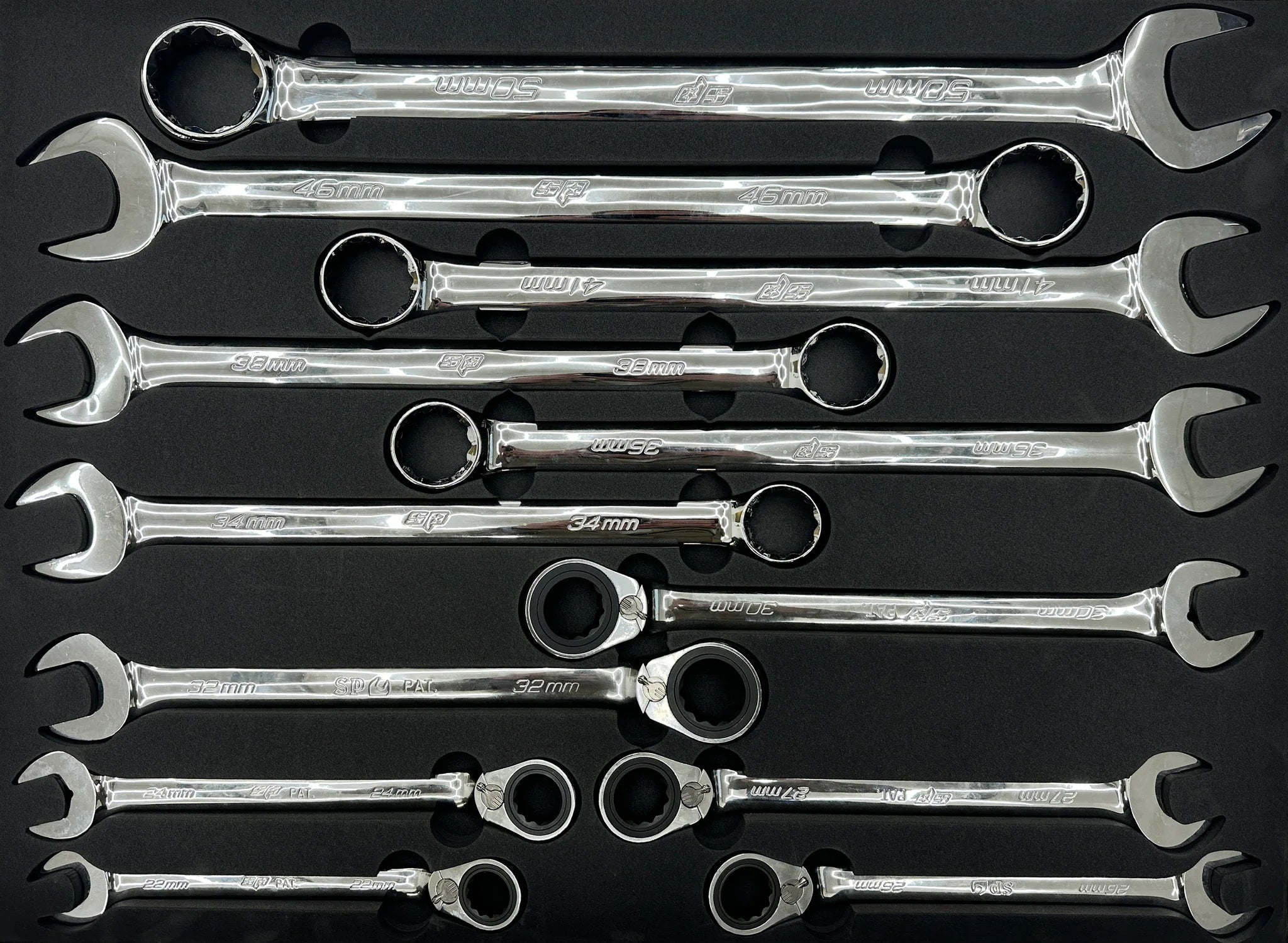 Module clés mixtes, clés mixtes à cliquet réversible - 12 pièces (XL) | SP Tools