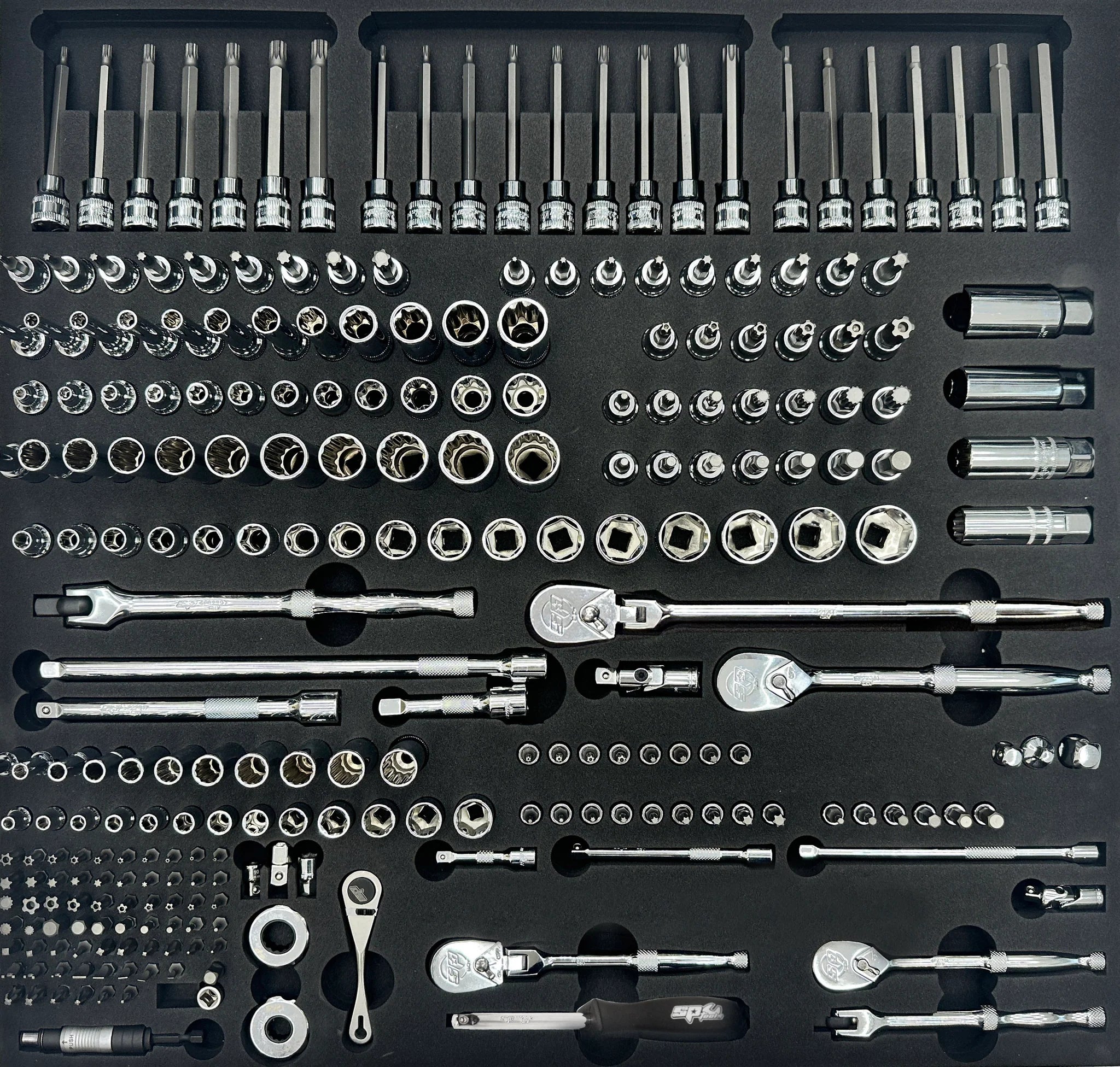 Module 1/4", 3/8" douilles empreintes cliquets accessoires - 256 pièces (M+) | SP Tools