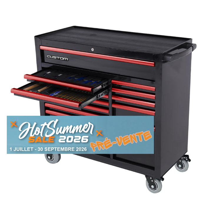 Servante XL 14 tiroirs dont 7 équipés de 387 outils CUSTOM SERIES | SP Tools