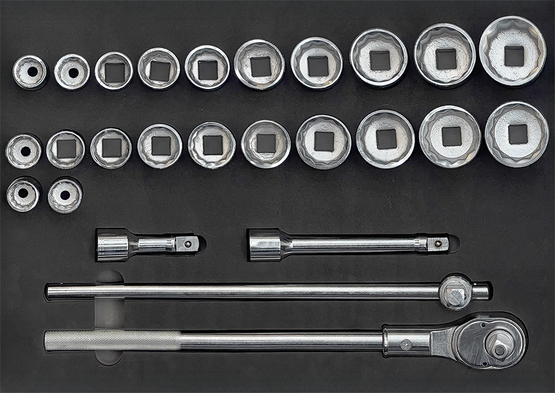 Module 3/4'' 12 pans douilles et cliquet métriques et pouces - 26 pièces (M) | SP Tools | T820401