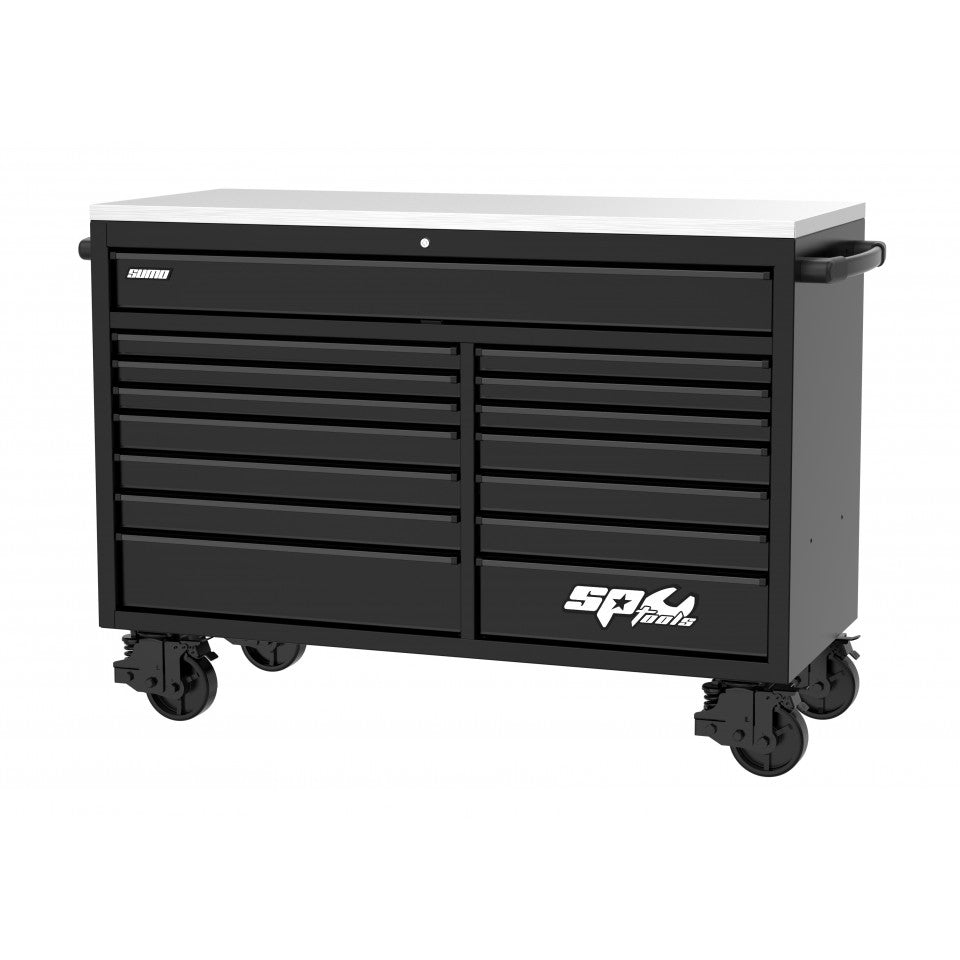 Servante 15 tiroirs vide XXL plateau Inox USA SUMO SERIES | SP Tools | SP44726-BLK