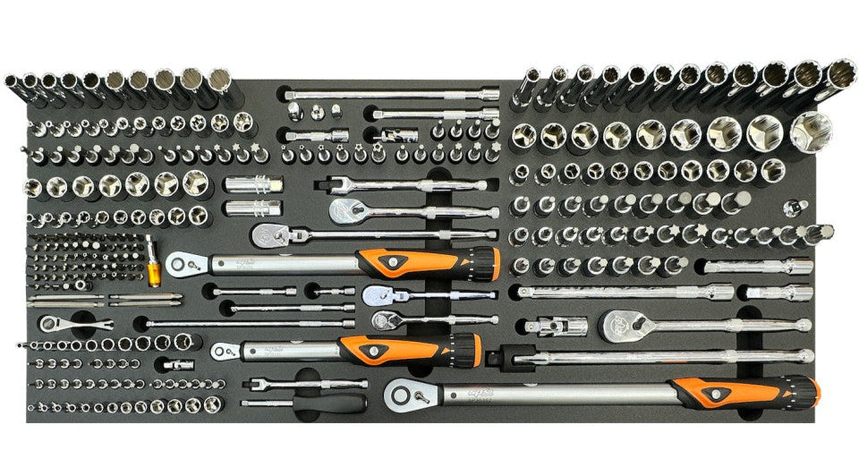 Module 1/4'' 3/8'' 1/2" douilles, empreintes, cliquets, clés dynamométriques - 279 pièces (L) | SP Tools | SP00777