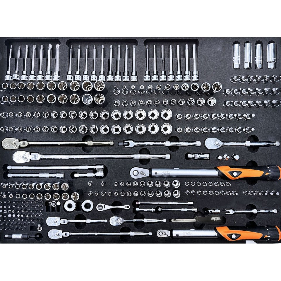 Servante XXL 19 tiroirs dont 11 tiroirs équipés de 622 outils plateau Inox USA SUMO SERIES | SP Tools | SP01128XL