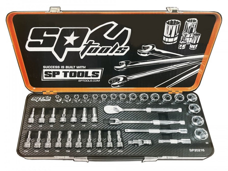 Coffret de douilles, empreintes, cliquet 3/8" - 39 pièces | SP Tools | SP20216