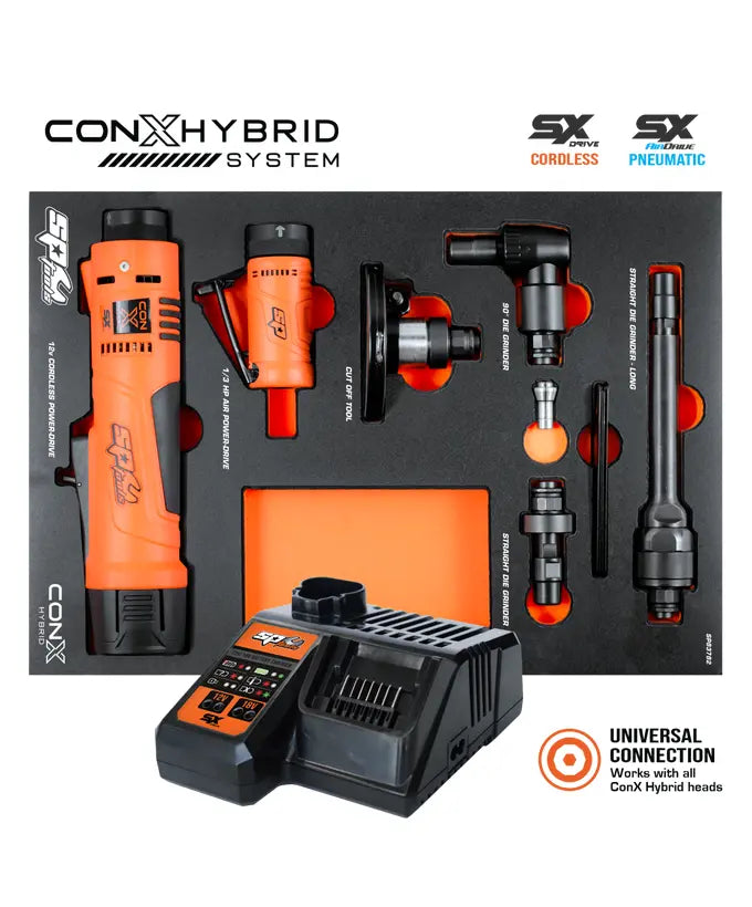 CONX HYBRID SYSTEM - KIT ConX Double Sans fil et Pneumatique Meuleuse Tronçonneuse SX AIR-DRIVE | SP Tools | SP83782