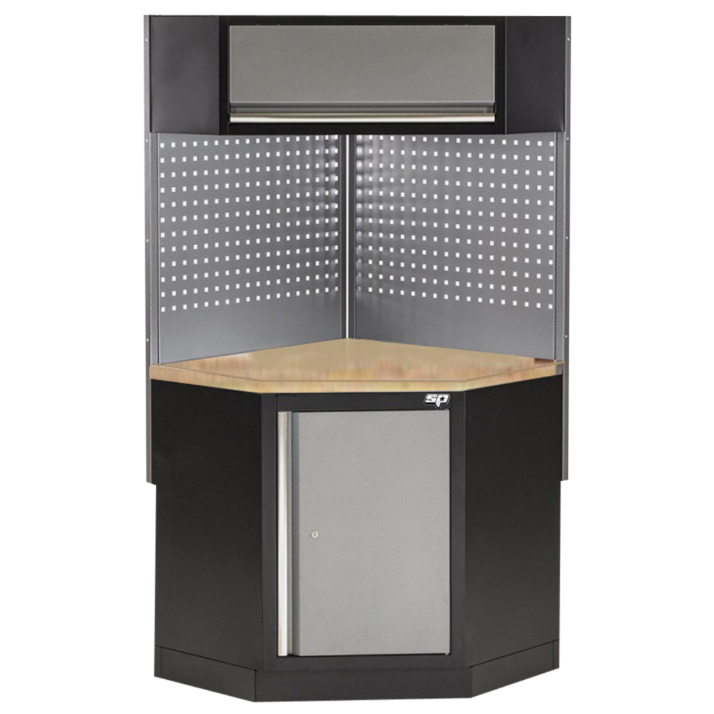 Module d'angle avec grille et armoire haute | SP Tools Bois