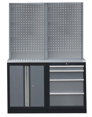 Aménagement d'atelier ou garage - 2 meubles bas, 2 panneaux perforés | SP Tools