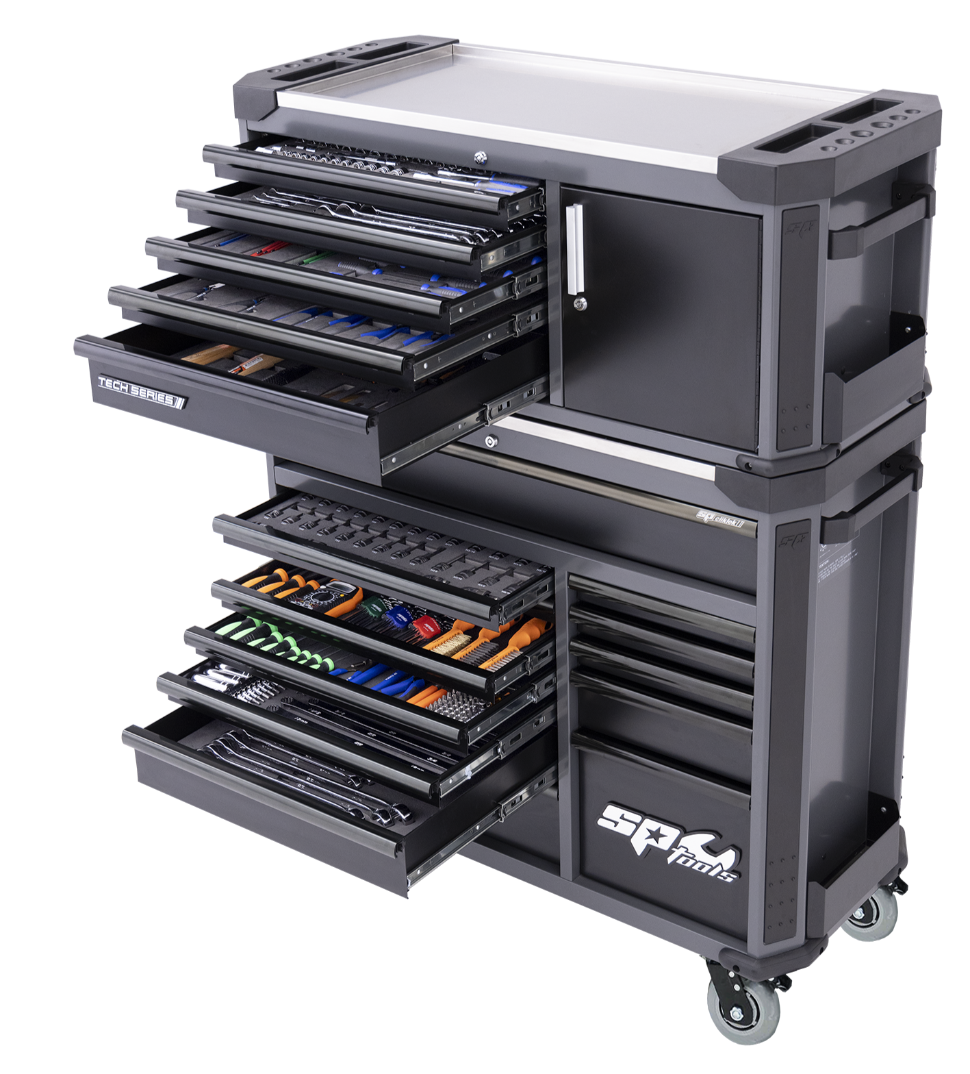 Servante XL avec coffre 18 tiroirs équipée - Noir - 445 pèces | SP Tools Default Title