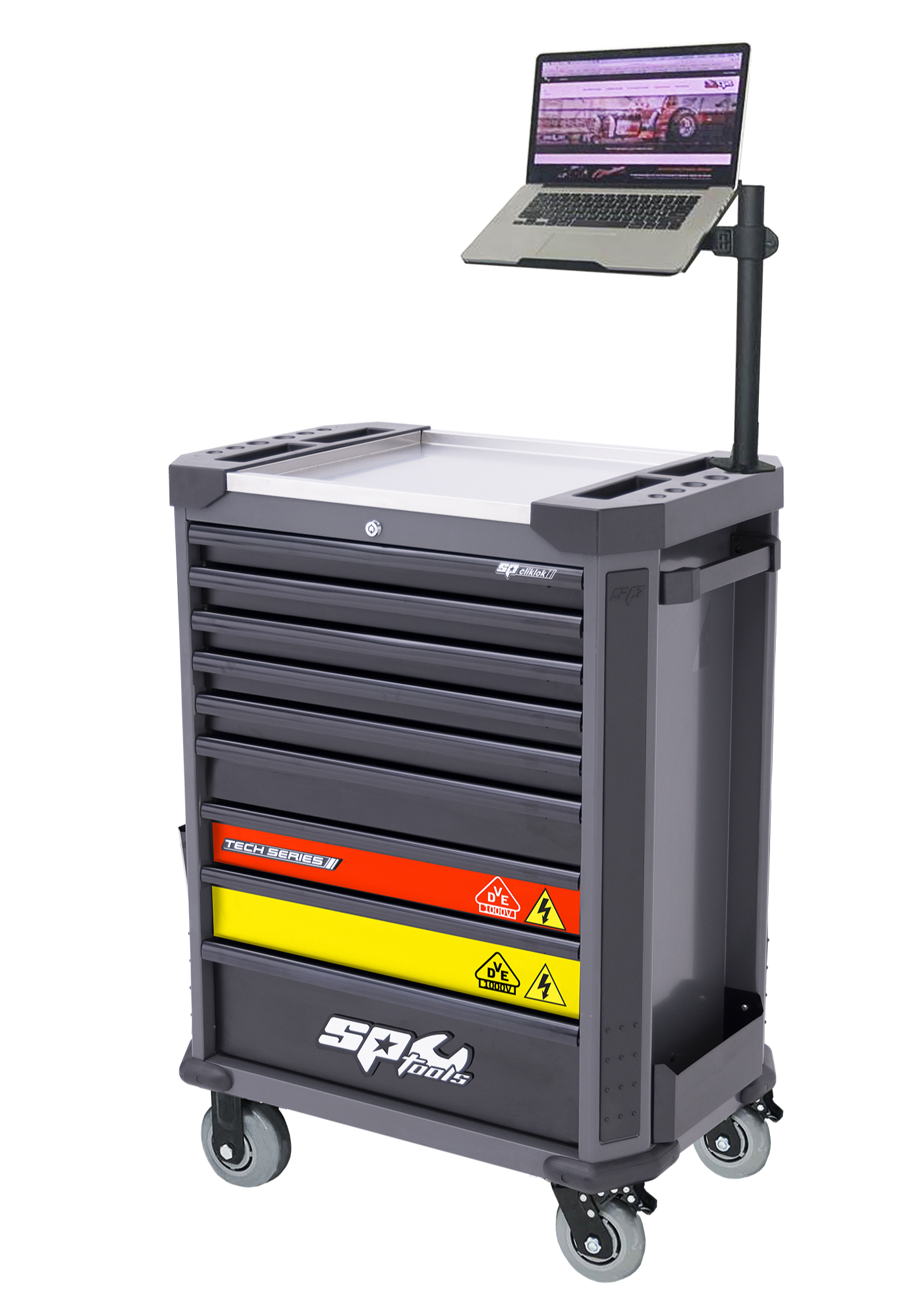 Servante 9 tiroirs équipée isolée 1000V - Noir - 396 pièces | SP Tools Noir