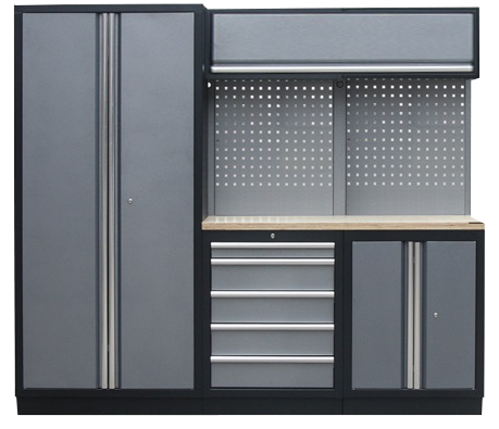 Aménagement d'atelier ou garage - 1 armoire double, 2 meubles bas, 2 panneaux perforés, 1 meuble haut | SP Tools