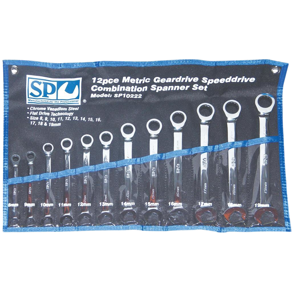 Jeu de clés mixtes à cliquet réversible SpeedDrive - de 8 à 19 mm - 12 pièces | SP Tools Default Title