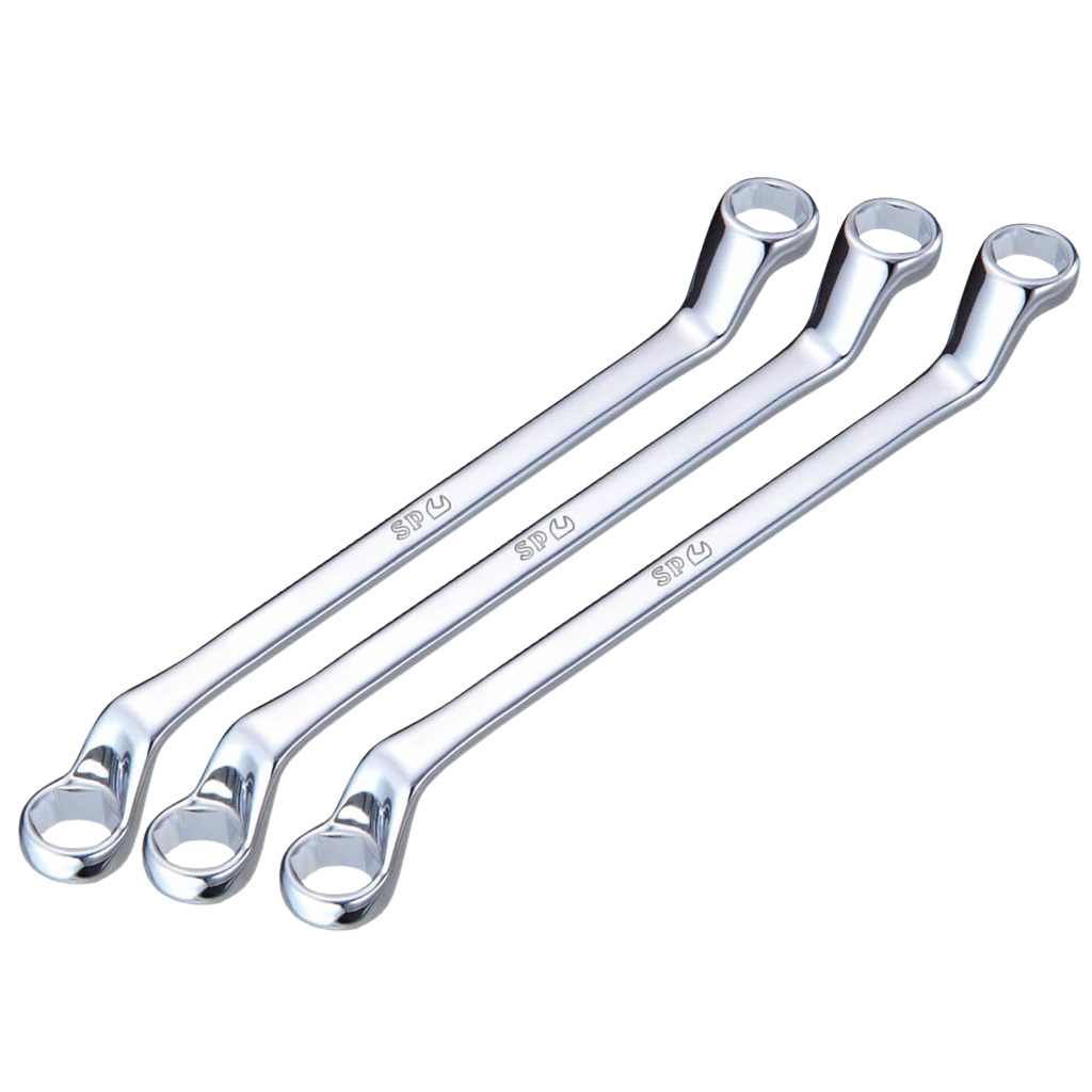 Jeu de clés polygonales coudées 75° métrique et pouces - 8x10mm 9x11mm 3/8''x7/16'' - 3 pièces | SP Tools Default Title