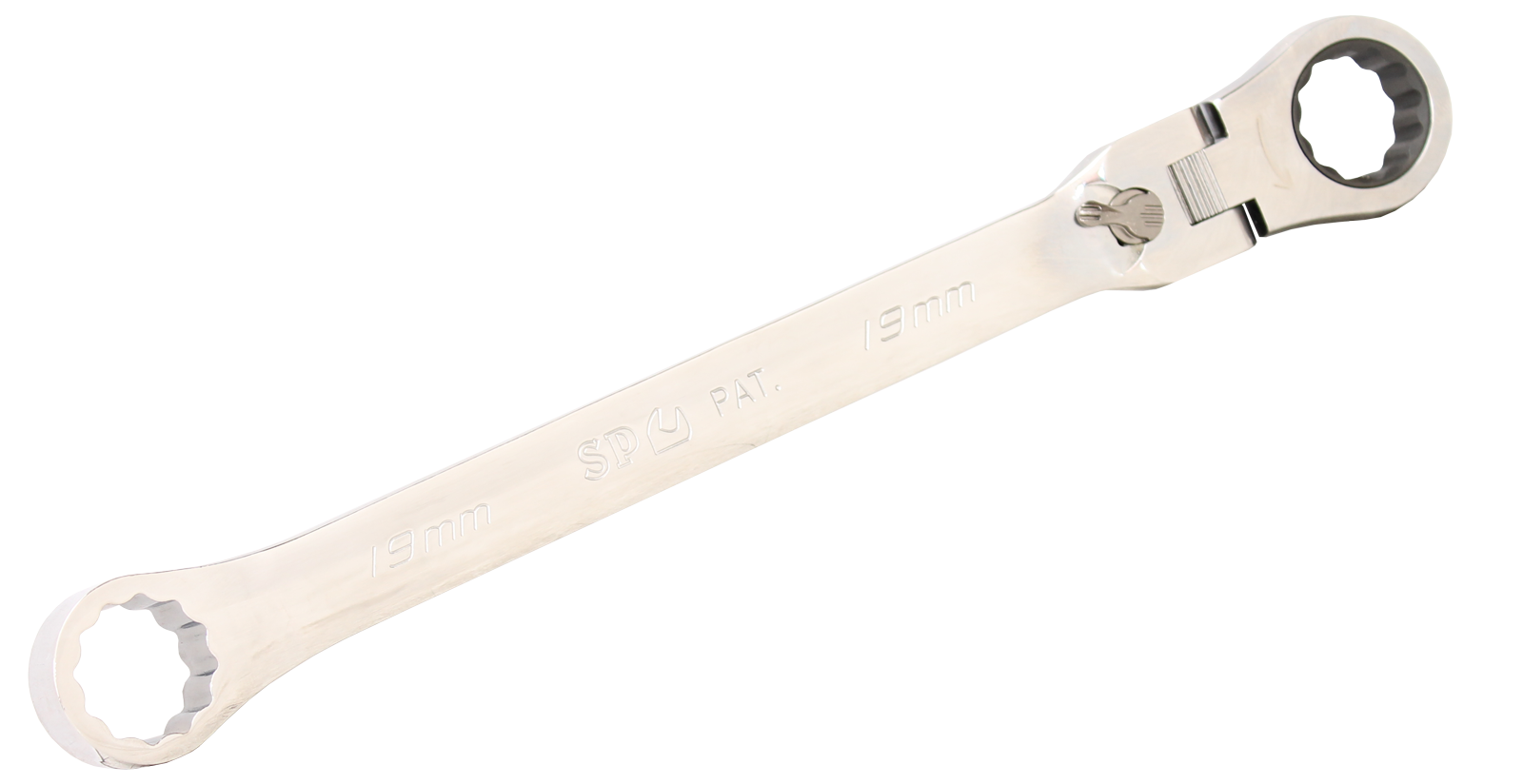 Clé polygonale à cliquet réversible à tête articulée | SP Tools 19 mm