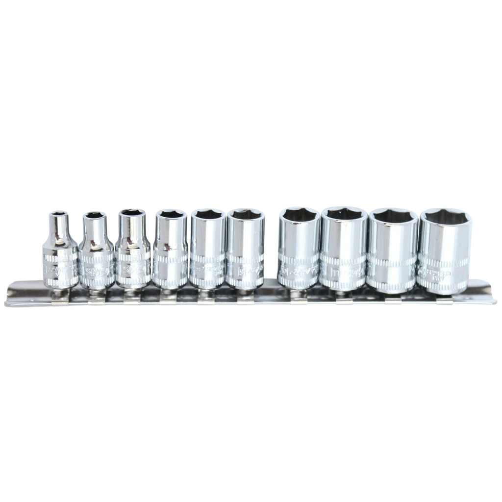 Douilles sur rail 1/4'' 6 pans - de 4 à 13 mm - 10 pièces | SP Tools Default Title
