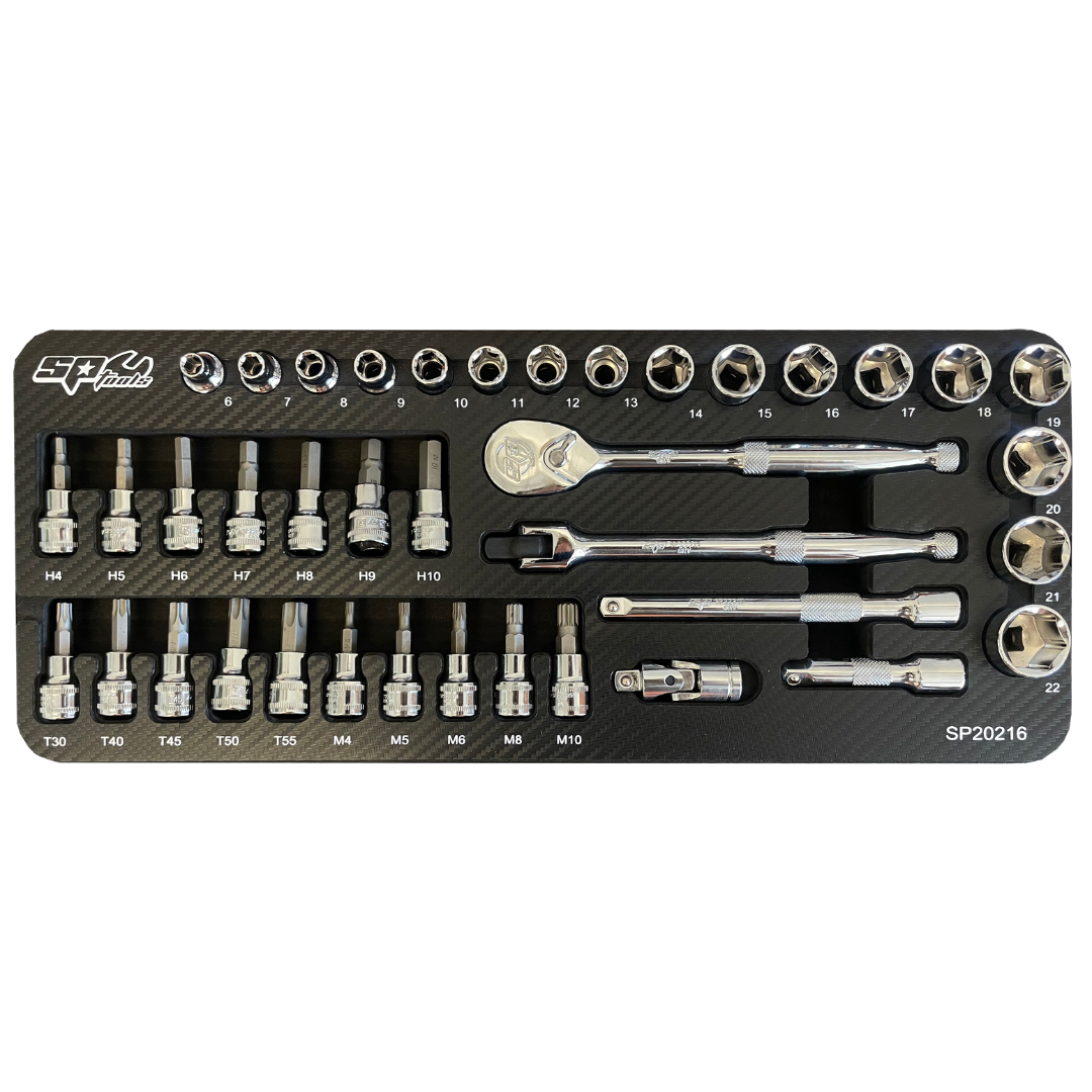 Coffret de Douilles 3/8'' 6 pans - de 6 à 22 mm - 39 pièces | SP Tools
