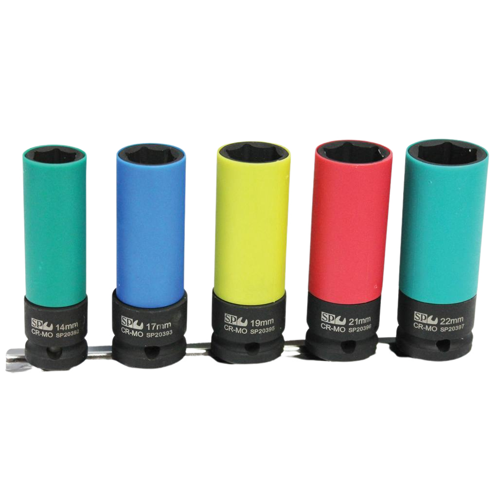 Douilles à chocs sur rail 1/2'' pour jante alu - de 15 à 22 mm - 5 pièces | SP Tools Default Title