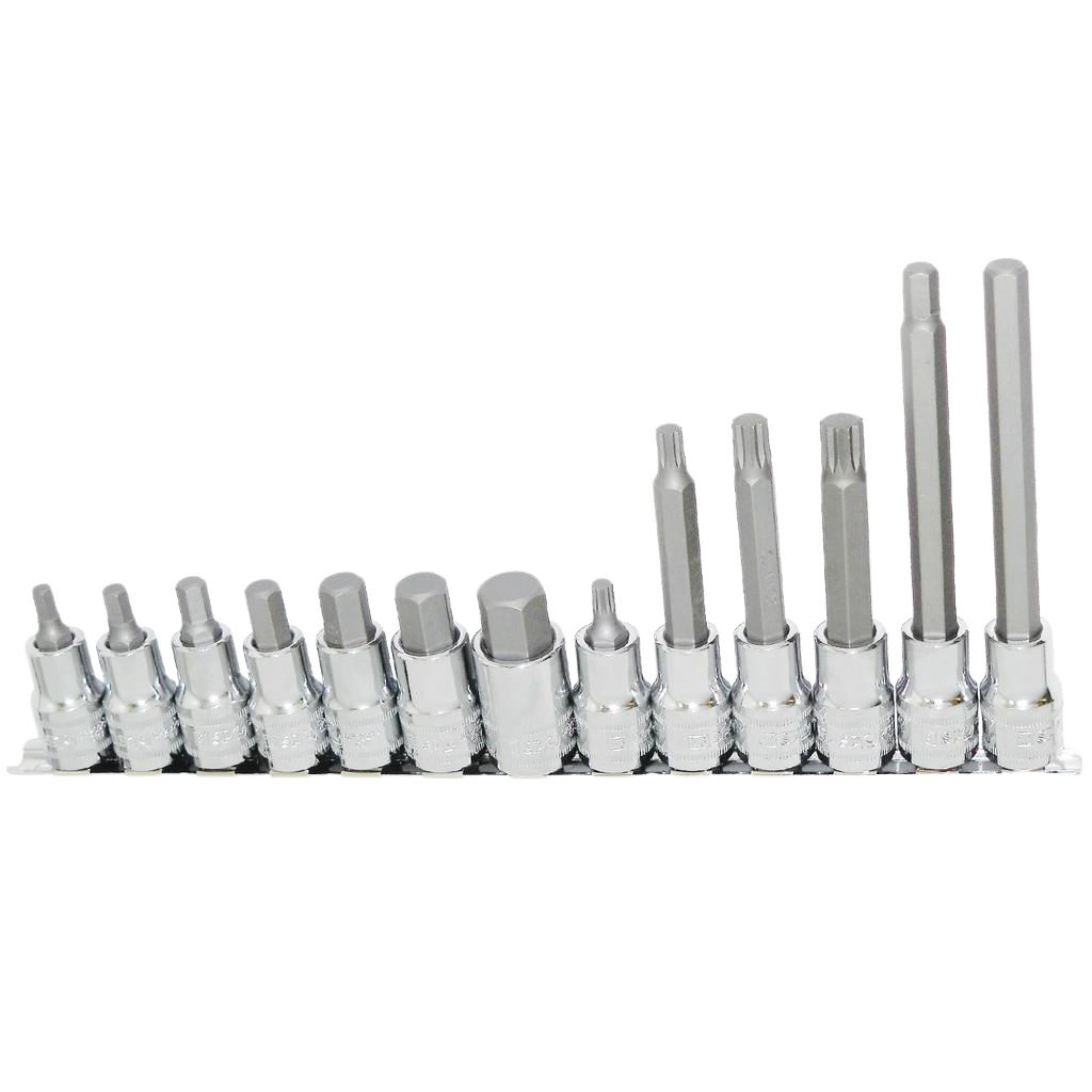 Douilles tournevis sur rail 1/2'' Hexagonales et XZN - de 6 à 17mm et de M6 à M12 - 13 pièces | SP Tools Default Title